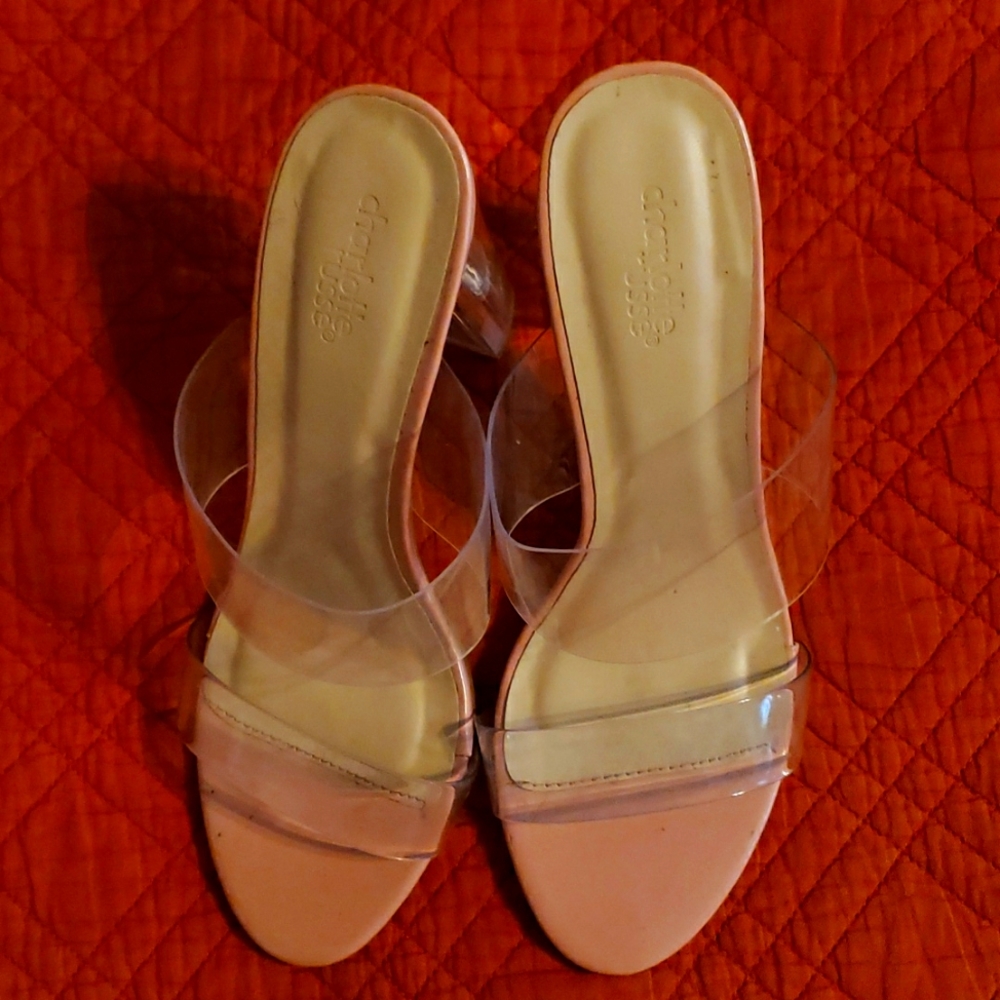 Charlotte Russe double strap lucite heel..